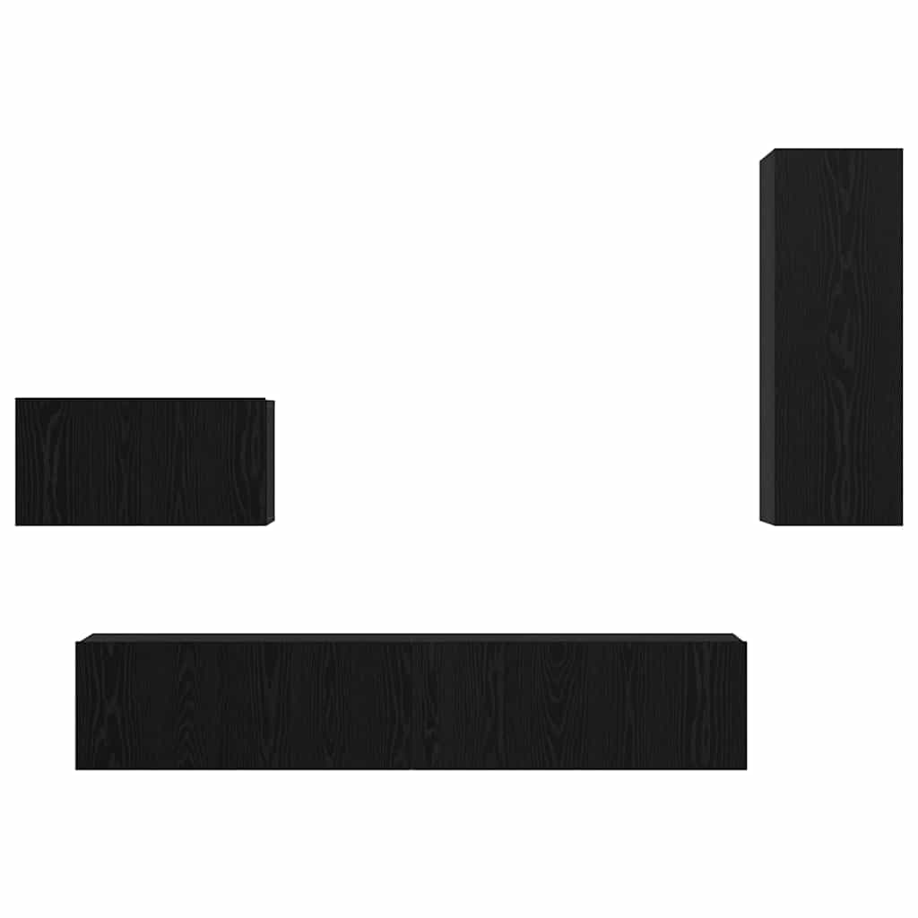 TV Kabinet za Zid Zidne 4 pcs Crni hrast Konstruirano drvo
