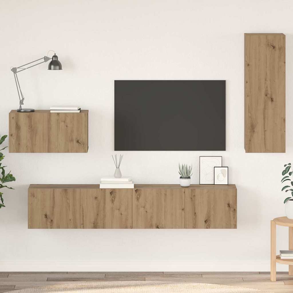 TV Kabinet za Zid 4 pcs Umjetnički hrast Konstruirano drvo