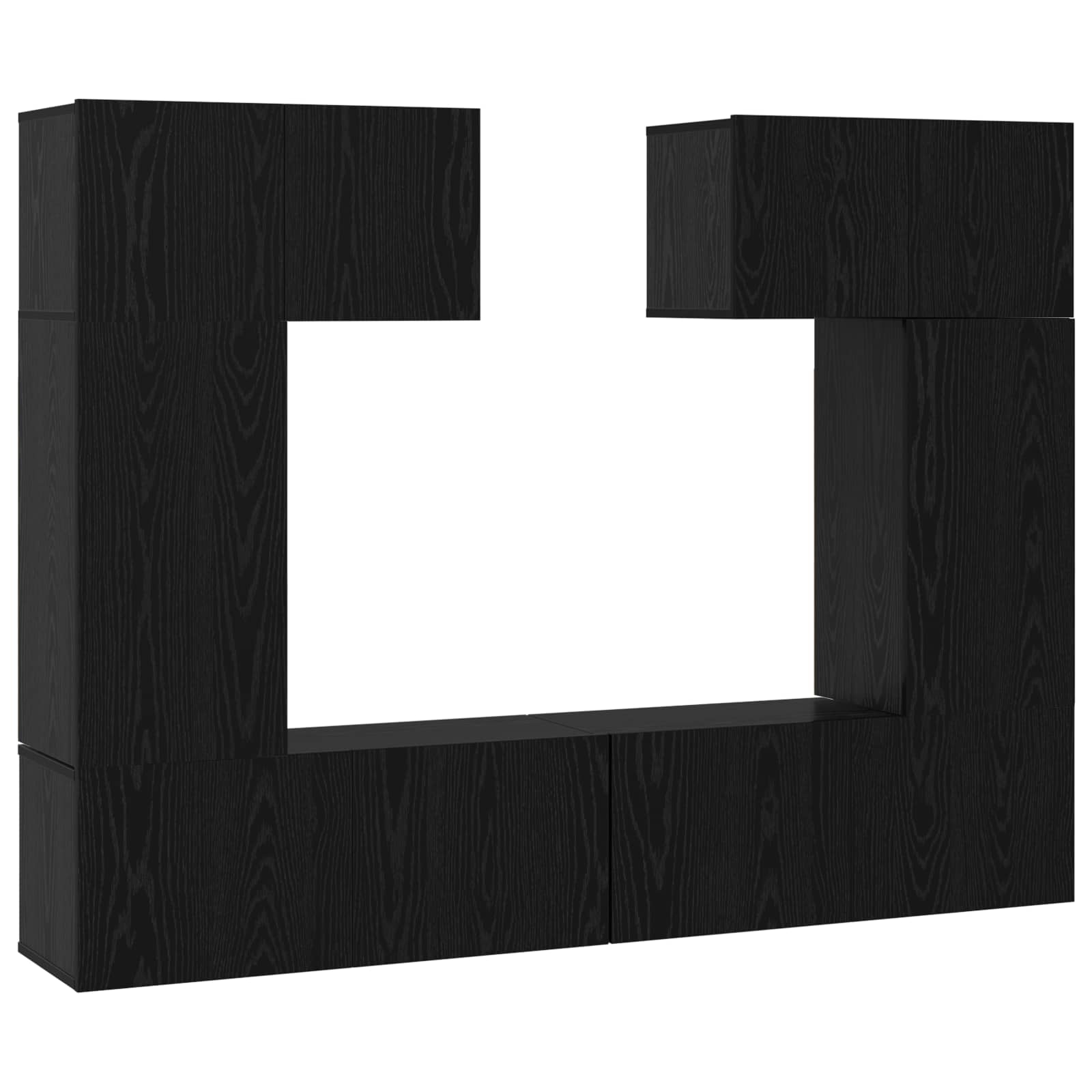 Set TV komoda Zidne 6 pcs Crni hrast Konstruirano drvo