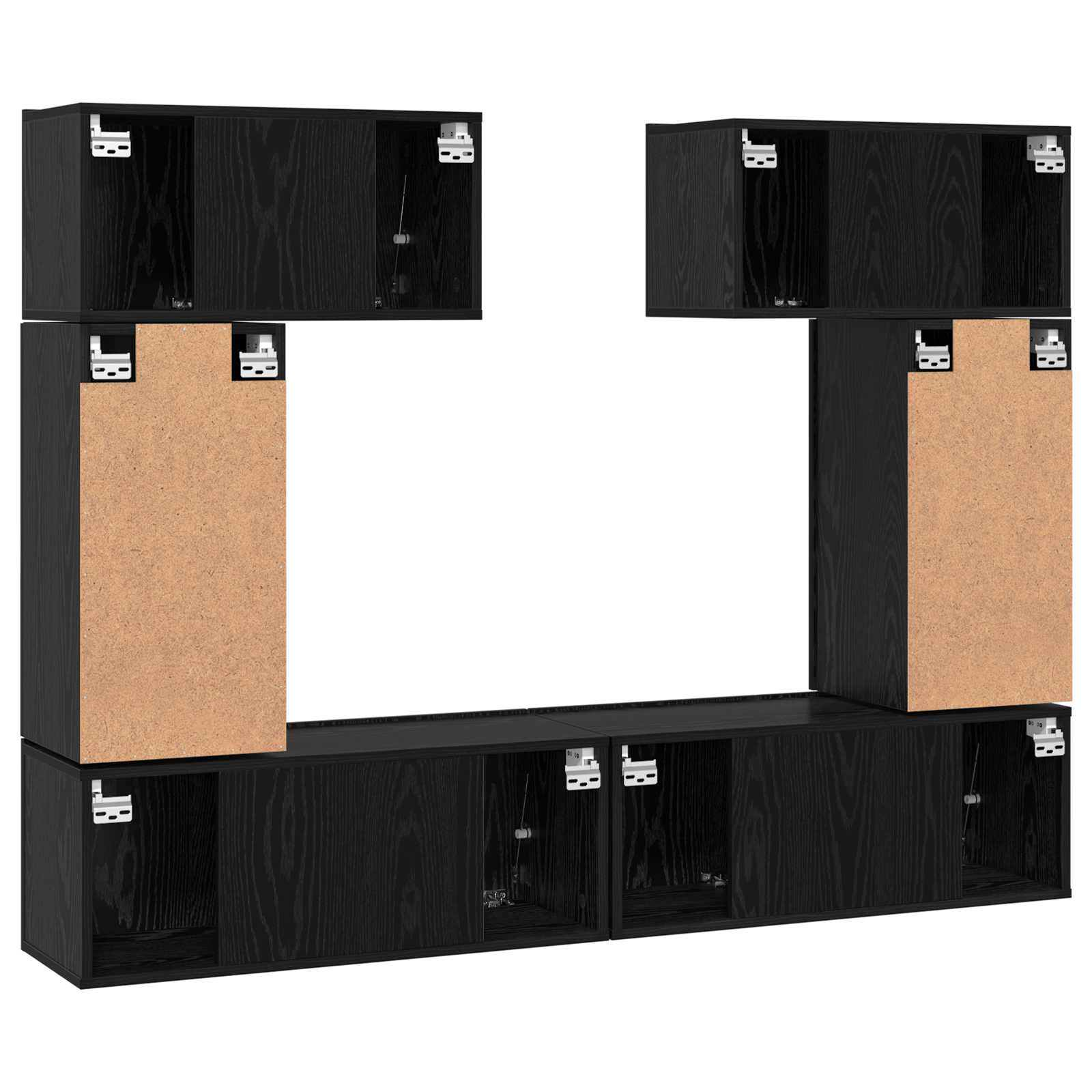 Set TV komoda Zidne 6 pcs Crni hrast Konstruirano drvo