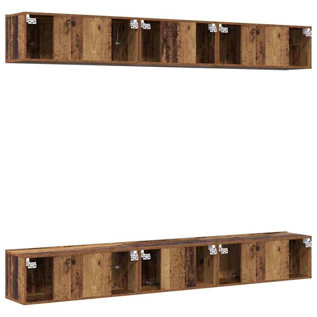 Set TV komoda Zidne 6 pcs Staro drvo Konstruirano drvo