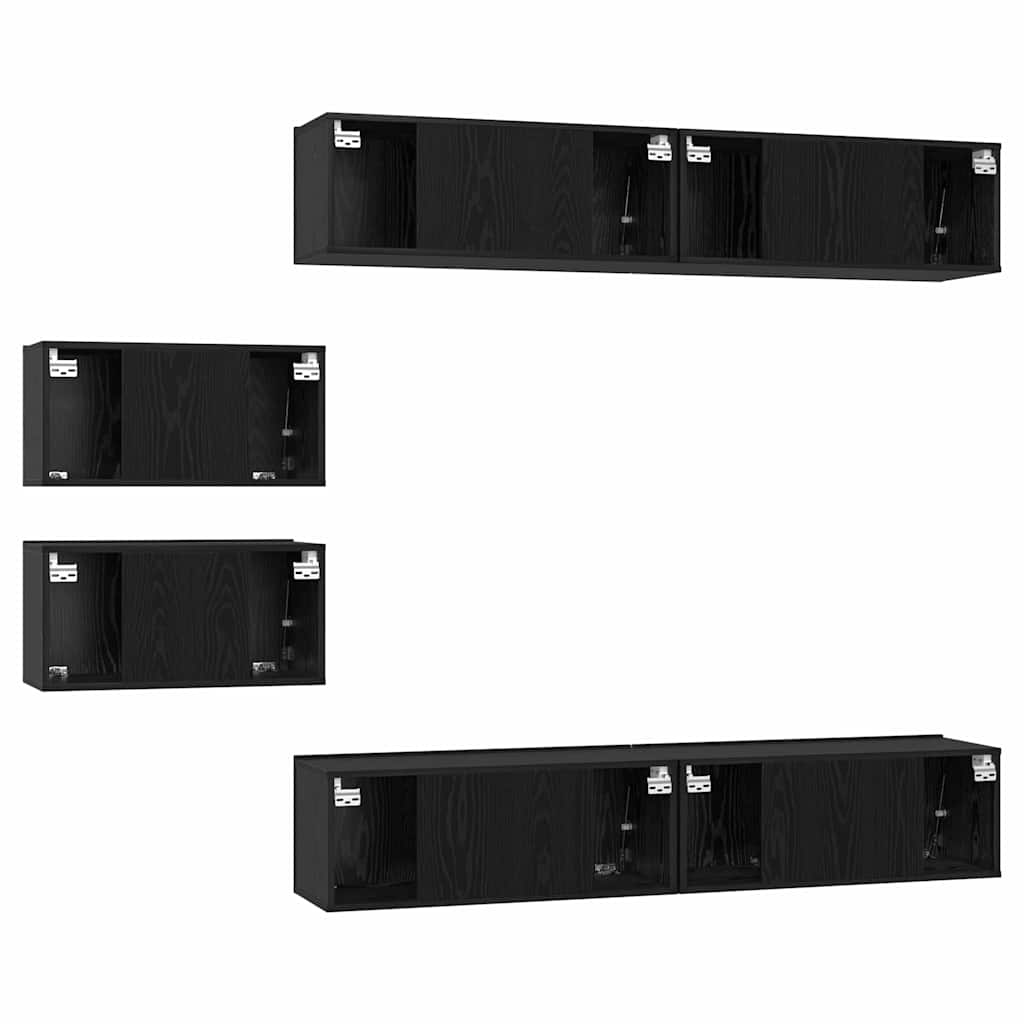 Set TV komoda Zidne 6 pcs Crni hrast Konstruirano drvo