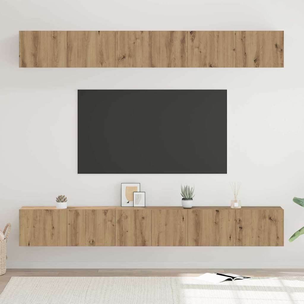 Set TV komoda Zidne 6 pcs Umjetnički hrast Konstruirano drvo