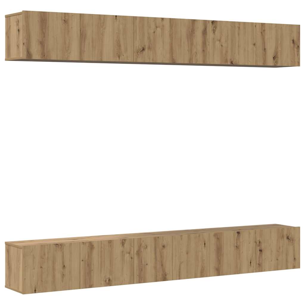 Set TV komoda Zidne 6 pcs Umjetnički hrast Konstruirano drvo