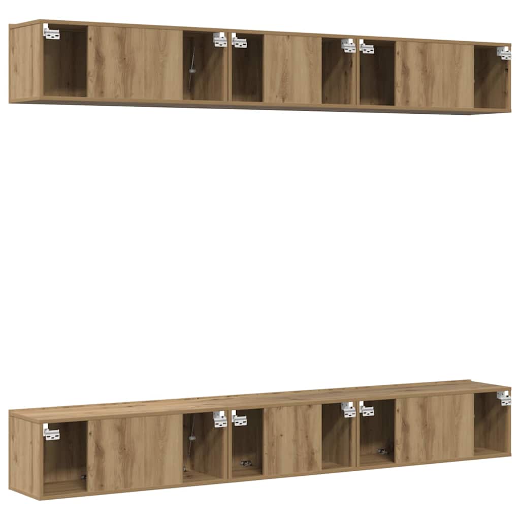 Set TV komoda Zidne 6 pcs Umjetnički hrast Konstruirano drvo
