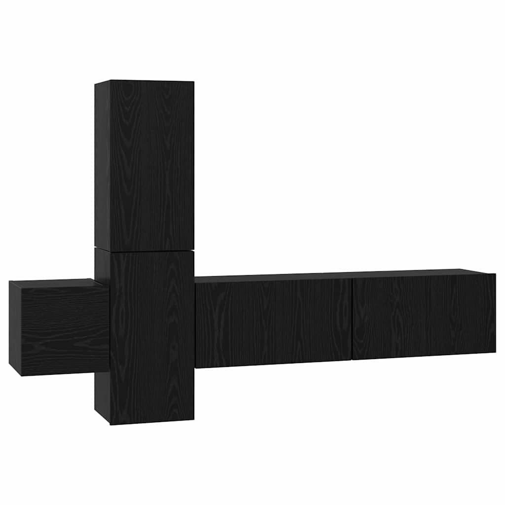 Set TV komoda Zidne 5 pcs Crni hrast Konstruirano drvo