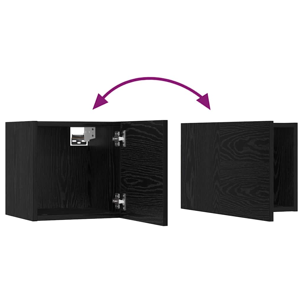Set TV komoda Zidne 5 pcs Crni hrast Konstruirano drvo