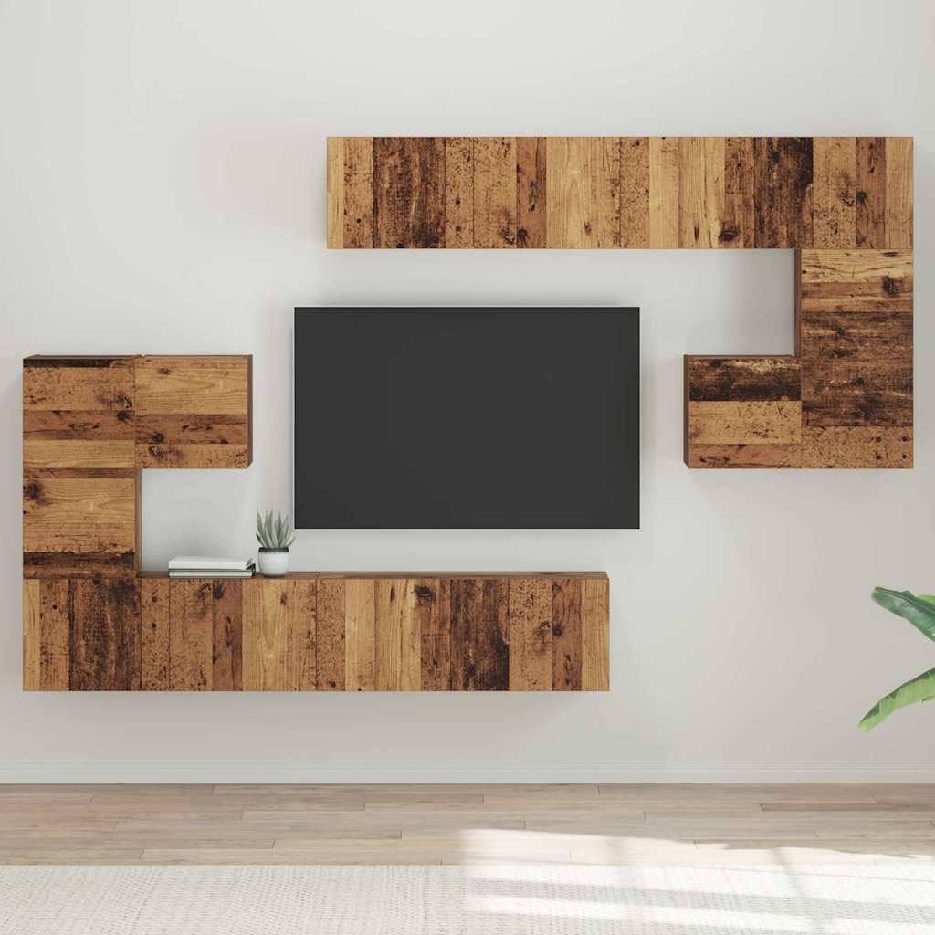 TV Jedinice Zidne 4 pcs Staro drvo Konstruirano drvo