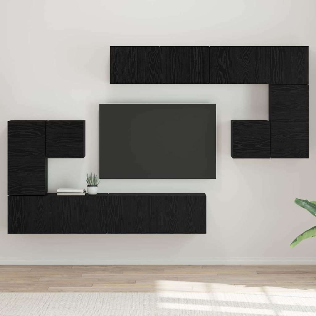 TV Jedinice Zidne 4 pcs Crni hrast Konstruirano drvo