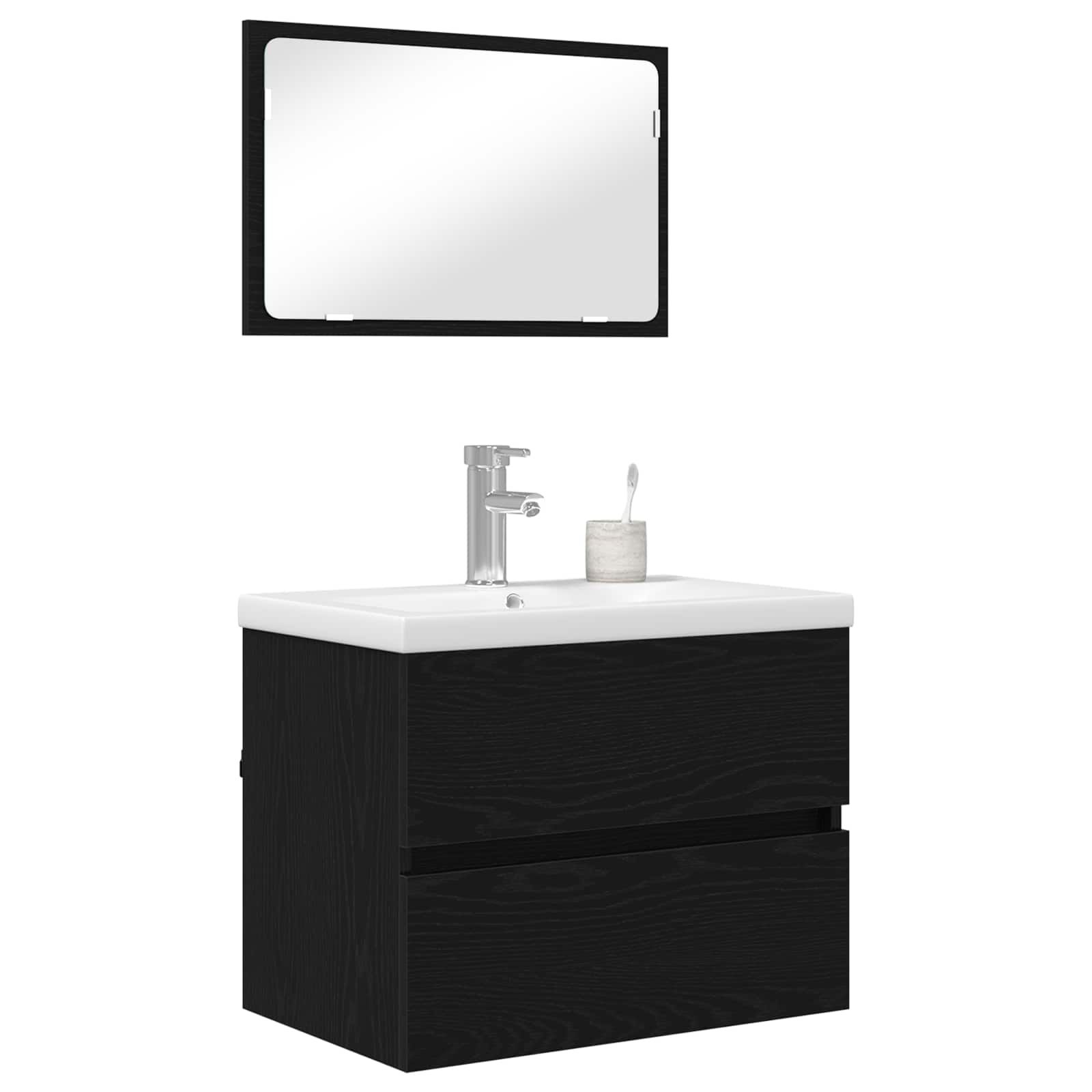 Set namještaja za kupaonicu 3 pcs Crni hrast Konstruirano drvo