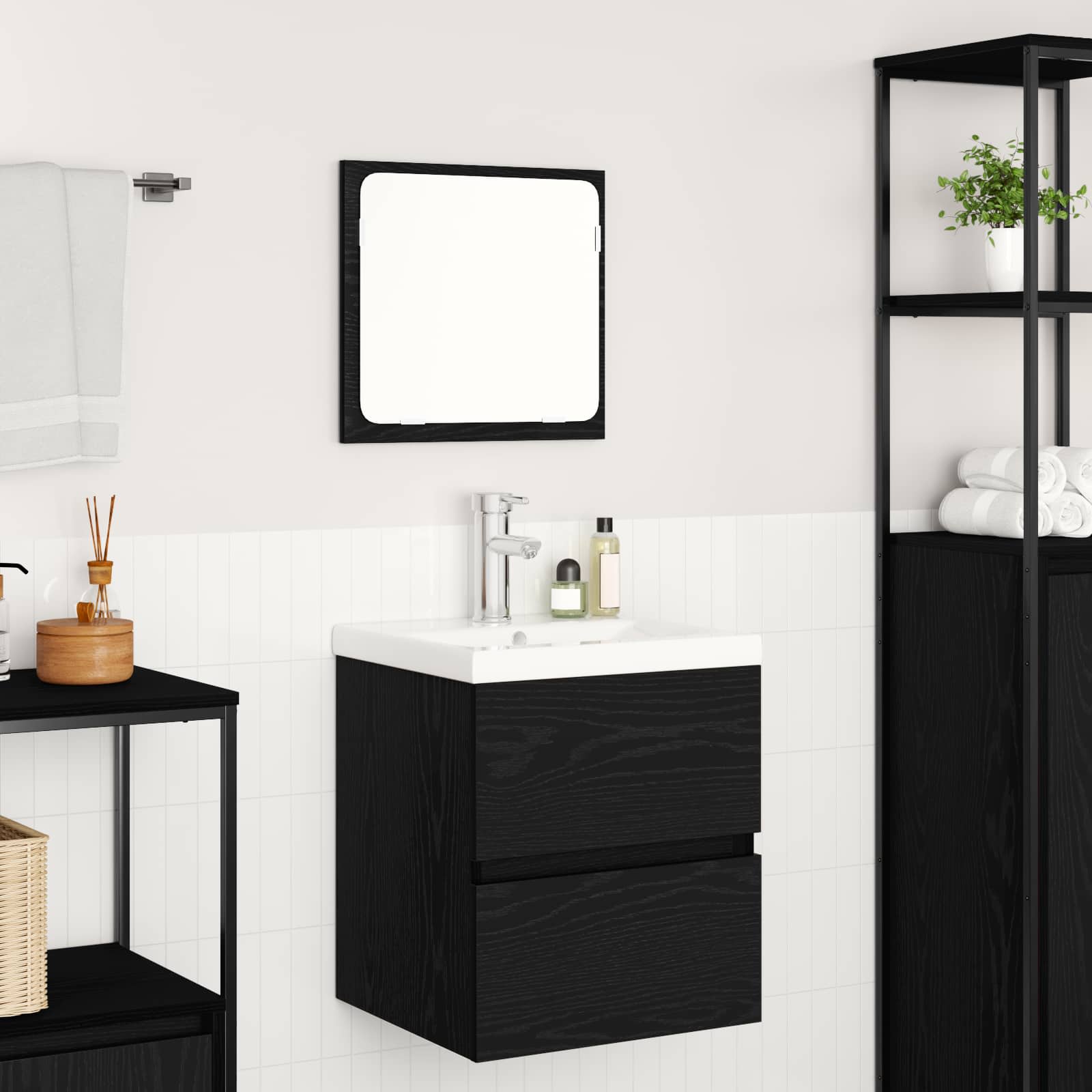 Set namještaja za kupaonicu Zidne 2 pcs Crni hrast i bijela