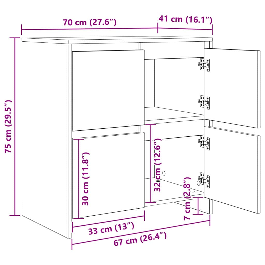 Komode 2 pcs hrast artisan 70 x 41 x 75 cm Konstruirano drvo
