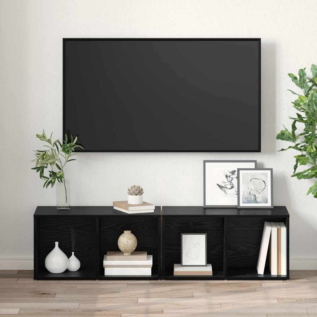Set TV komoda Zidne 2 pcs Crni hrast 37 x 35 x 72 cm