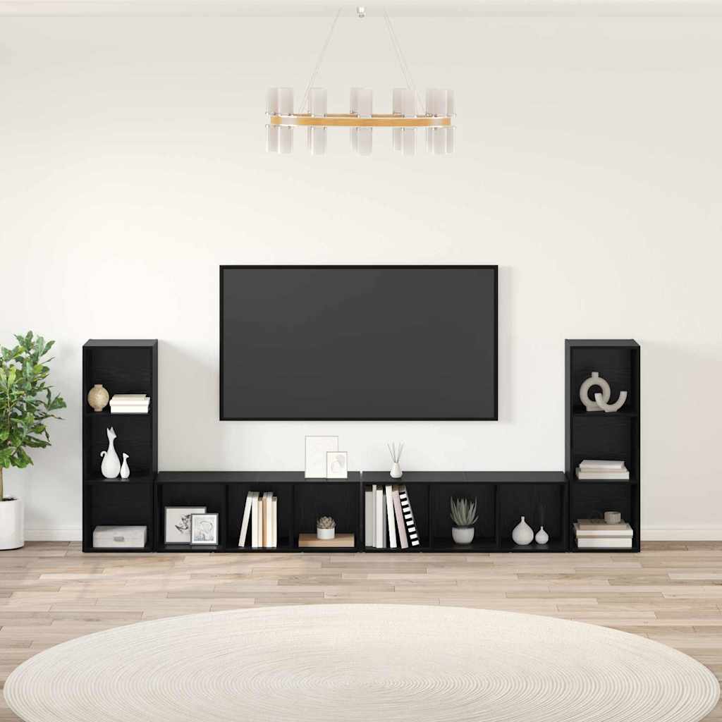 Set TV komoda Zidne 4 pcs Crni hrast 37 x 35 x 107 cm