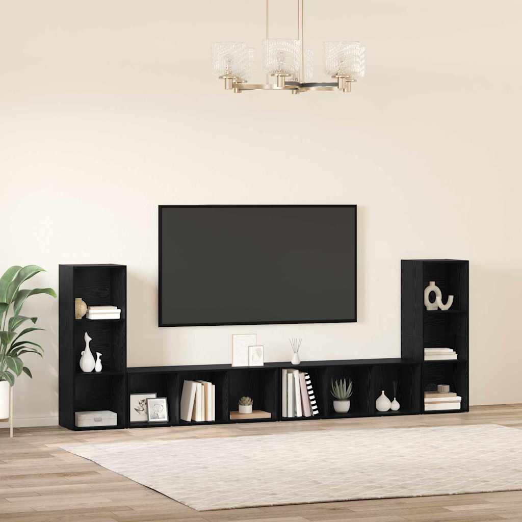Set TV komoda Zidne 4 pcs Crni hrast 37 x 35 x 107 cm