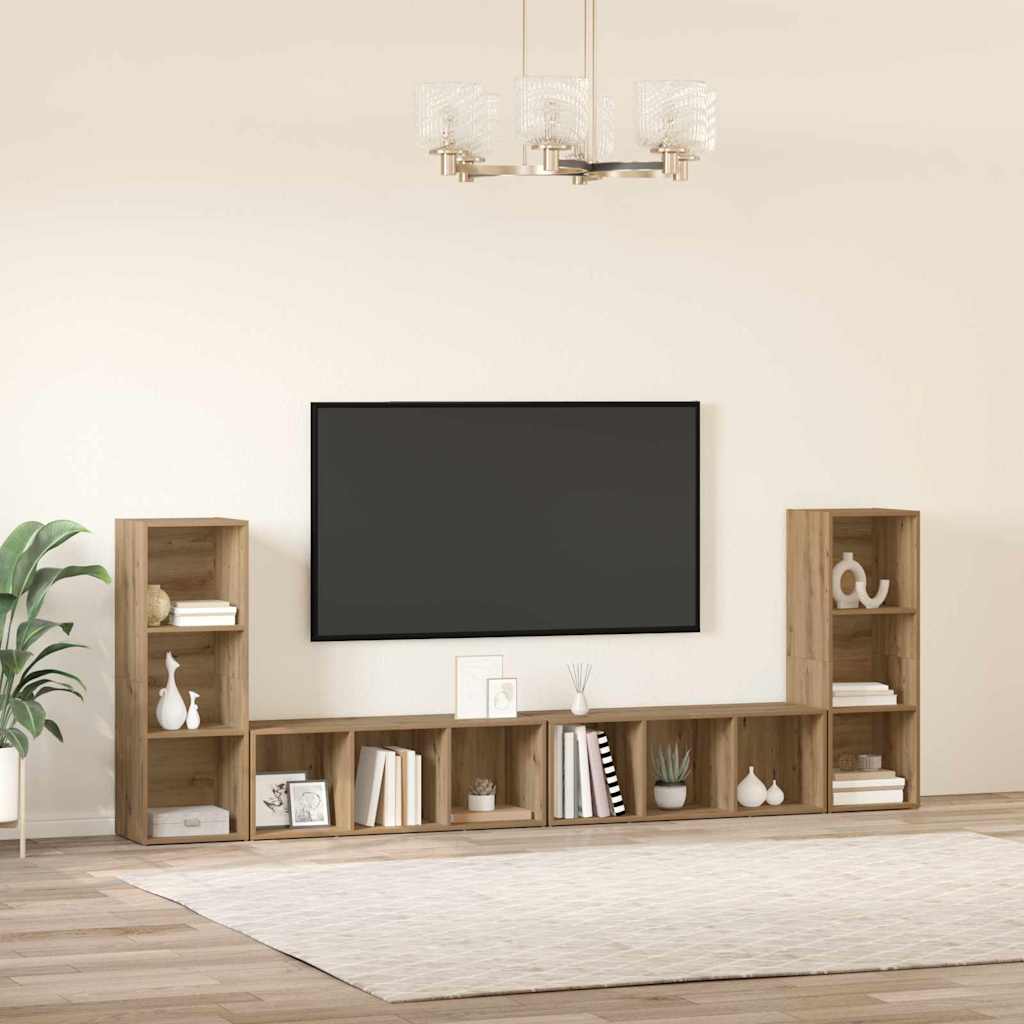 Set TV komoda Zidne 4 pcs Umjetnički hrast 37 x 35 x 107 cm