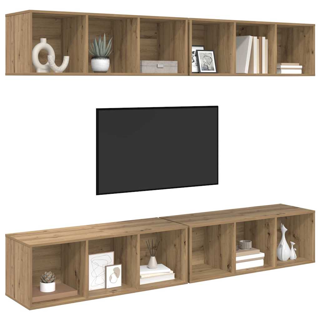 Set TV komoda Zidne 4 pcs Umjetnički hrast 37 x 37 x 107 cm