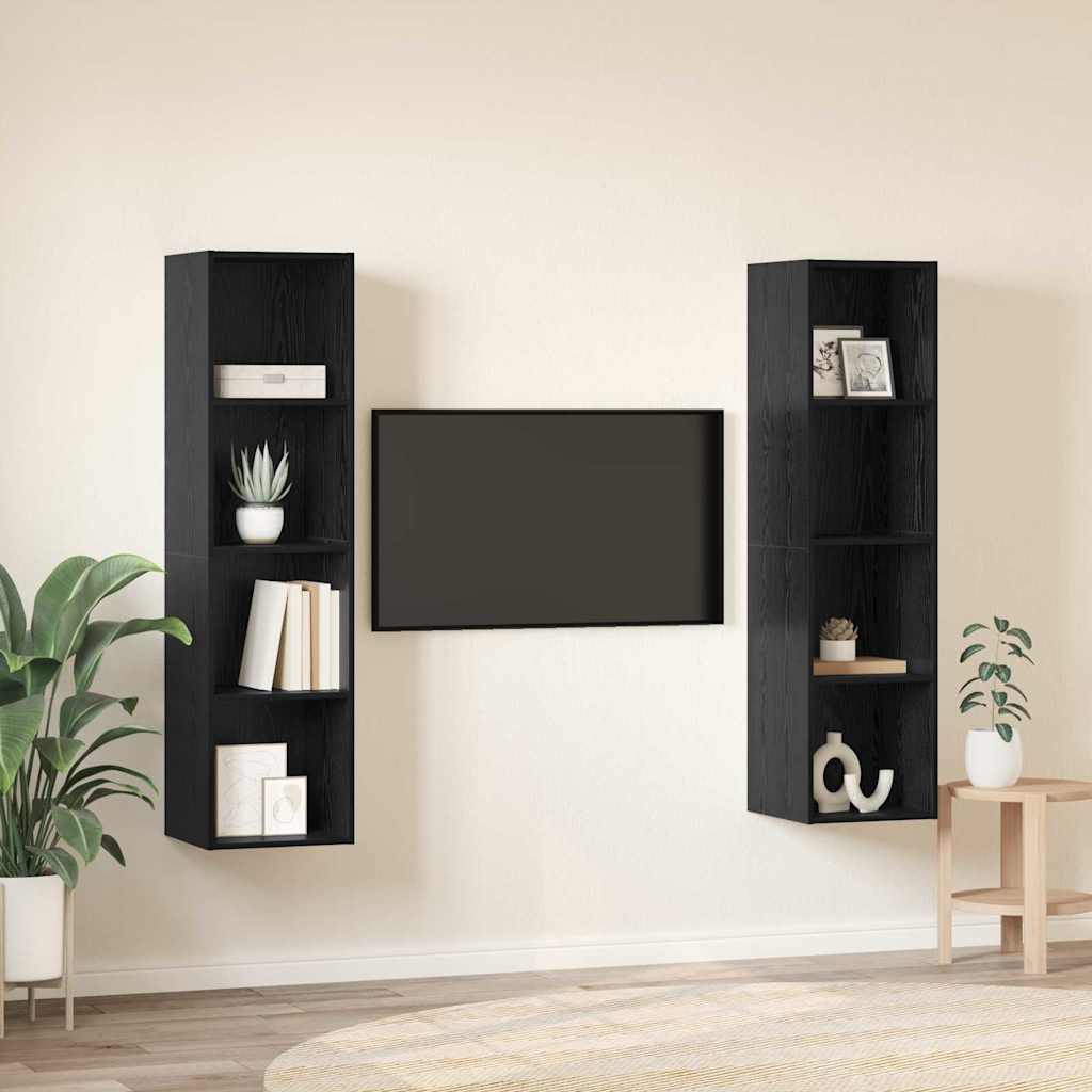 Set TV komoda 2 pcs Crna 37 x 37 x 142,5 cm Konstruirano drvo