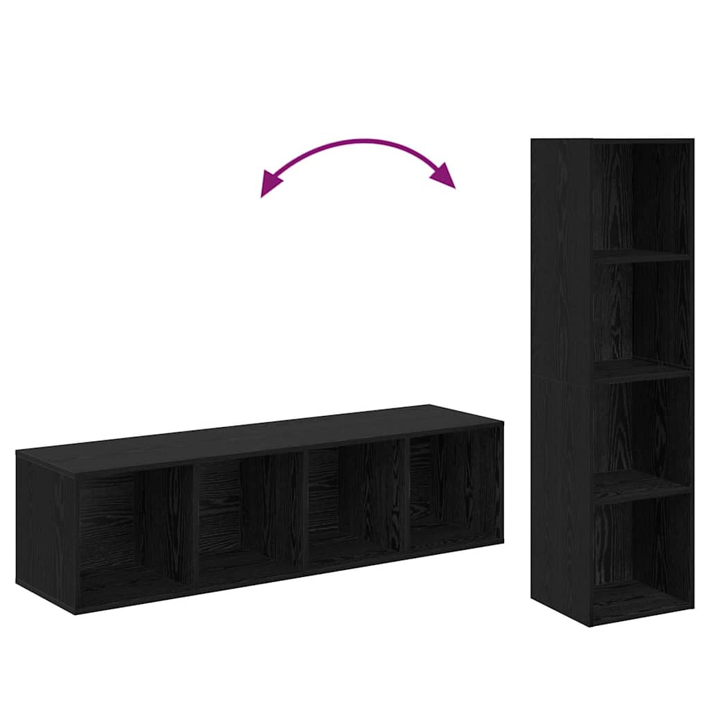 Set TV komoda 4 pcs Crna 37 x 37 x 142,5 cm Konstruirano drvo