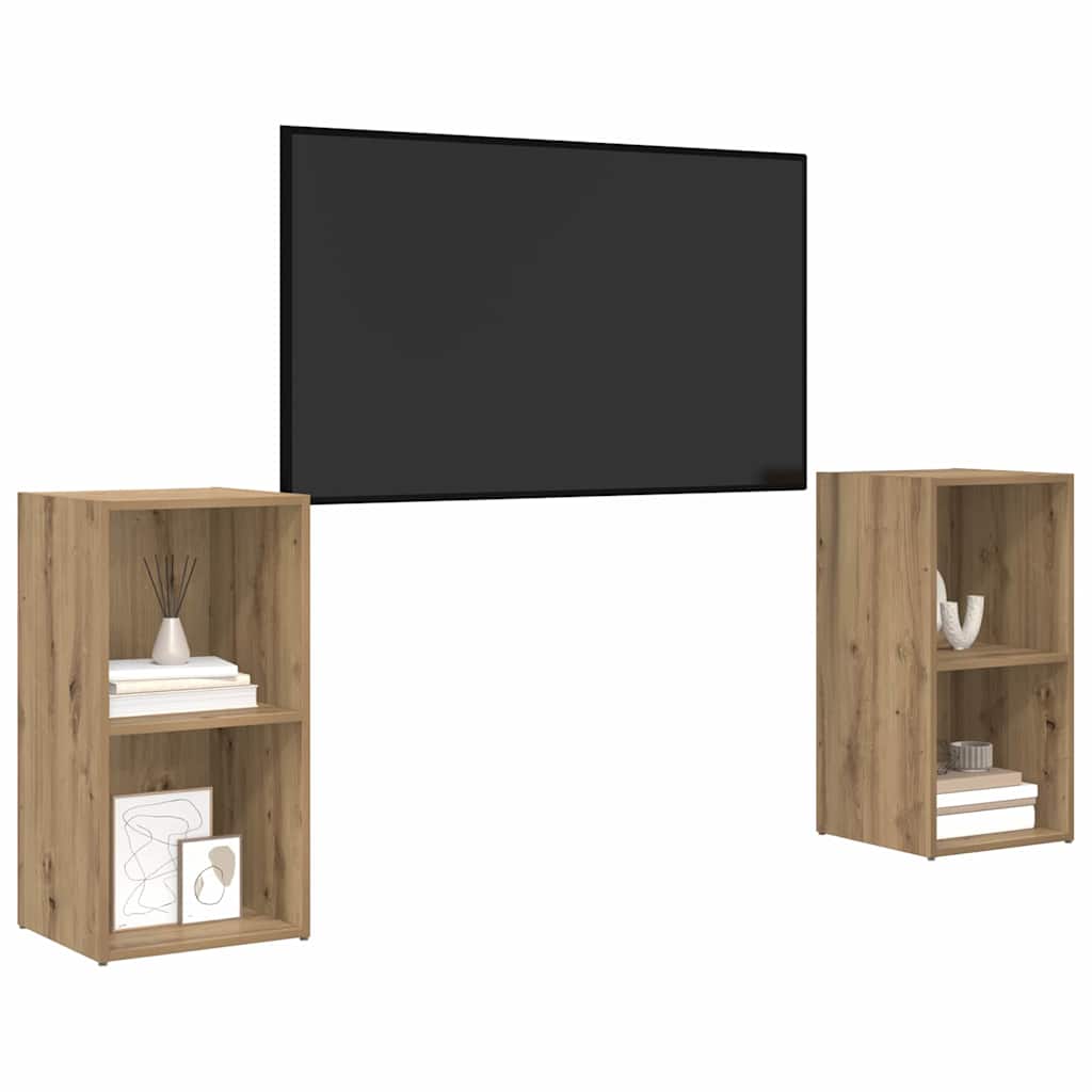 Set TV komoda Zidne 2 pcs Umjetnički hrast 37 x 35 x 72 cm