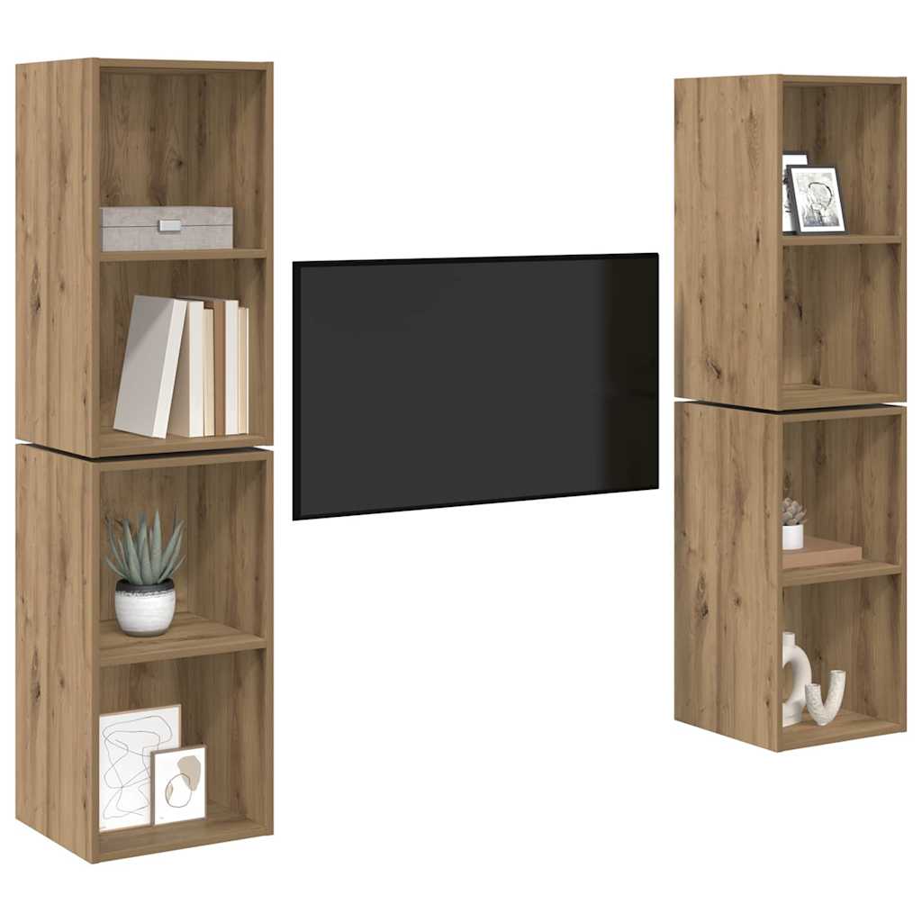 Set TV komoda Zidne 4 pcs Umjetnički hrast 37 x 37 x 72 cm