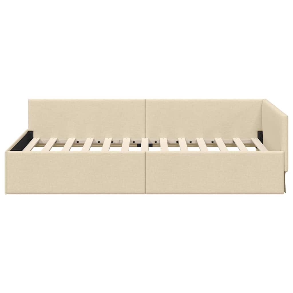 Kutni okvir kreveta s uzglavljem Krema 80 cm x 200 cm tkanina