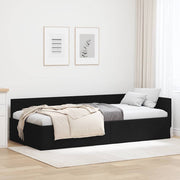 Kutni okvir kreveta s uzglavljem Crna 90 cm x 190 cm tkanina