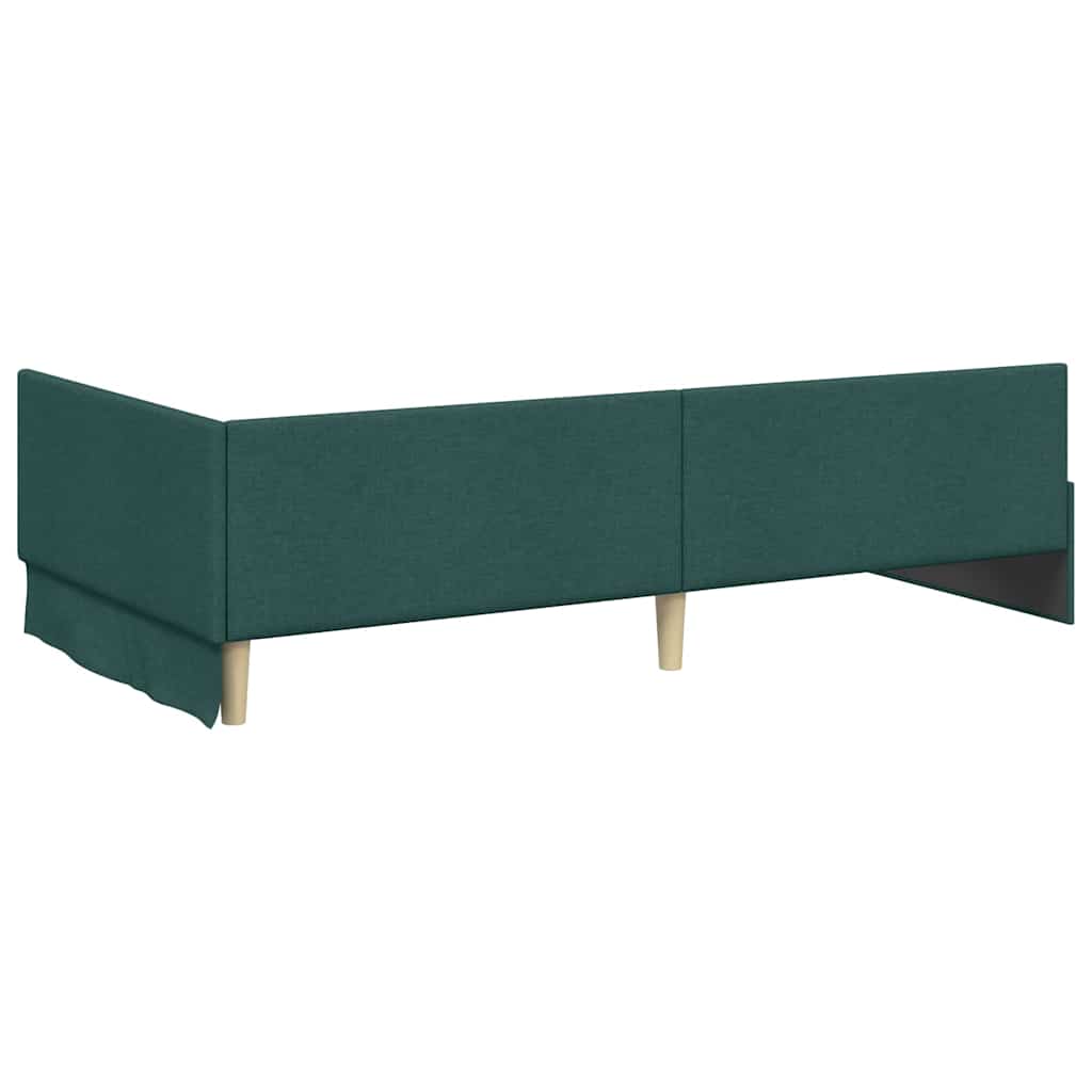Kutni okvir kreveta Tamnozelena 90 cm x 190 cm tkanina