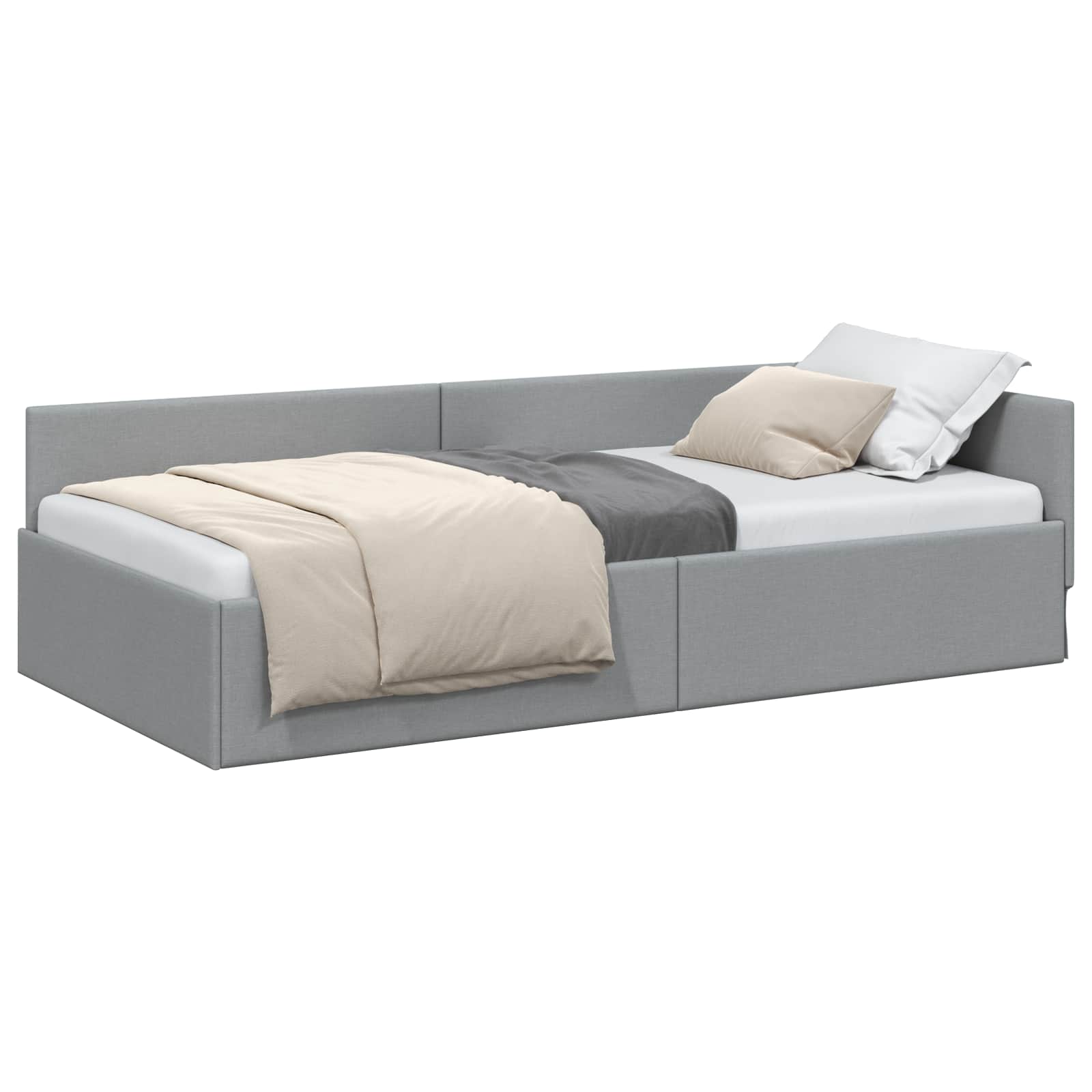 Kutni okvir kreveta Svijetlo siva 90 cm x 200 cm tkanina