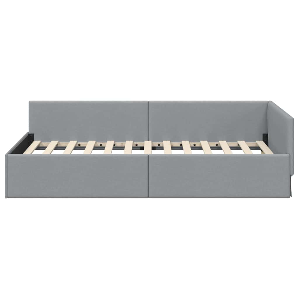Kutni okvir kreveta Svijetlo siva 90 cm x 200 cm tkanina