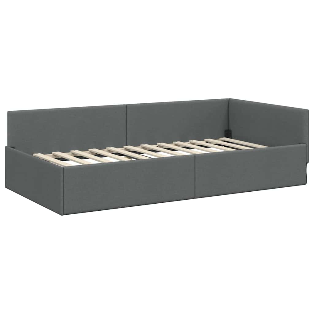 Kutni okvir kreveta Tamno siva 90 cm x 200 cm tkanina