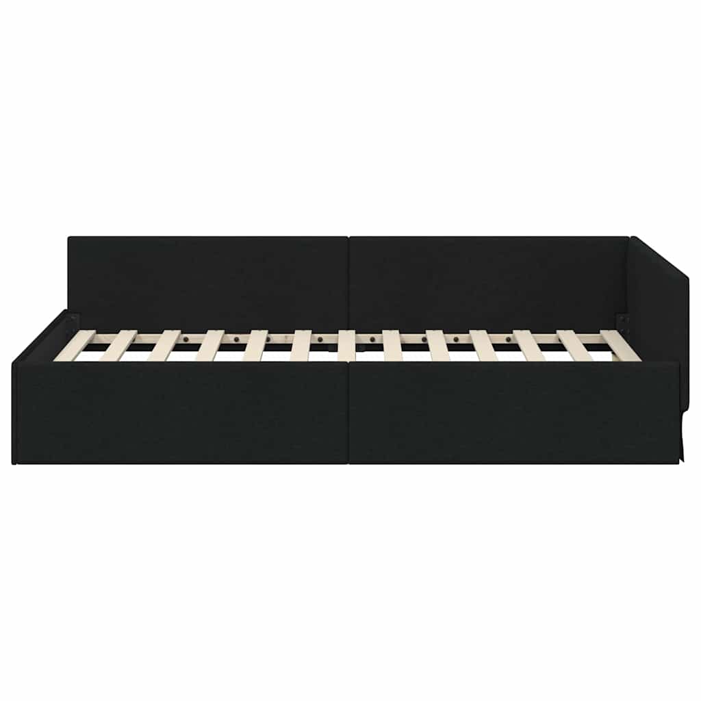 Kutni okvir kreveta s uzglavljem Crna 90 cm x 200 cm tkanina