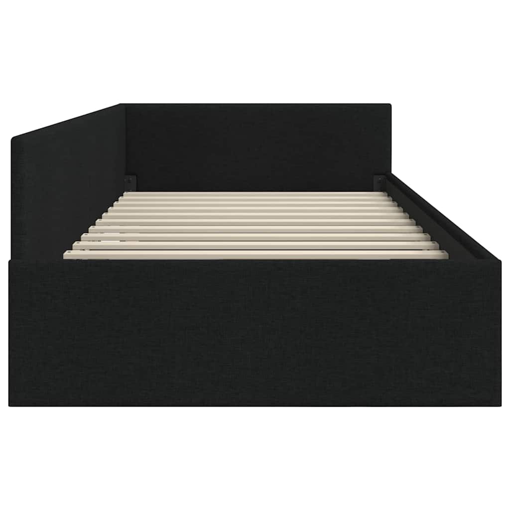 Kutni okvir kreveta s uzglavljem Crna 90 cm x 200 cm tkanina