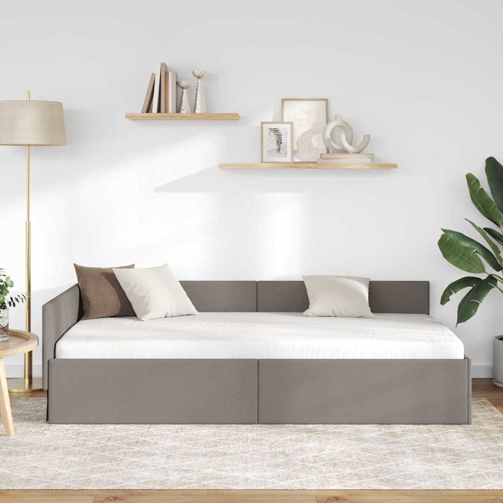 Kutni okvir kreveta Sivo-smeđa 90 cm x 200 cm tkanina
