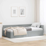 Kutni okvir kreveta Svijetlo siva 100 cm x 200 cm tkanina