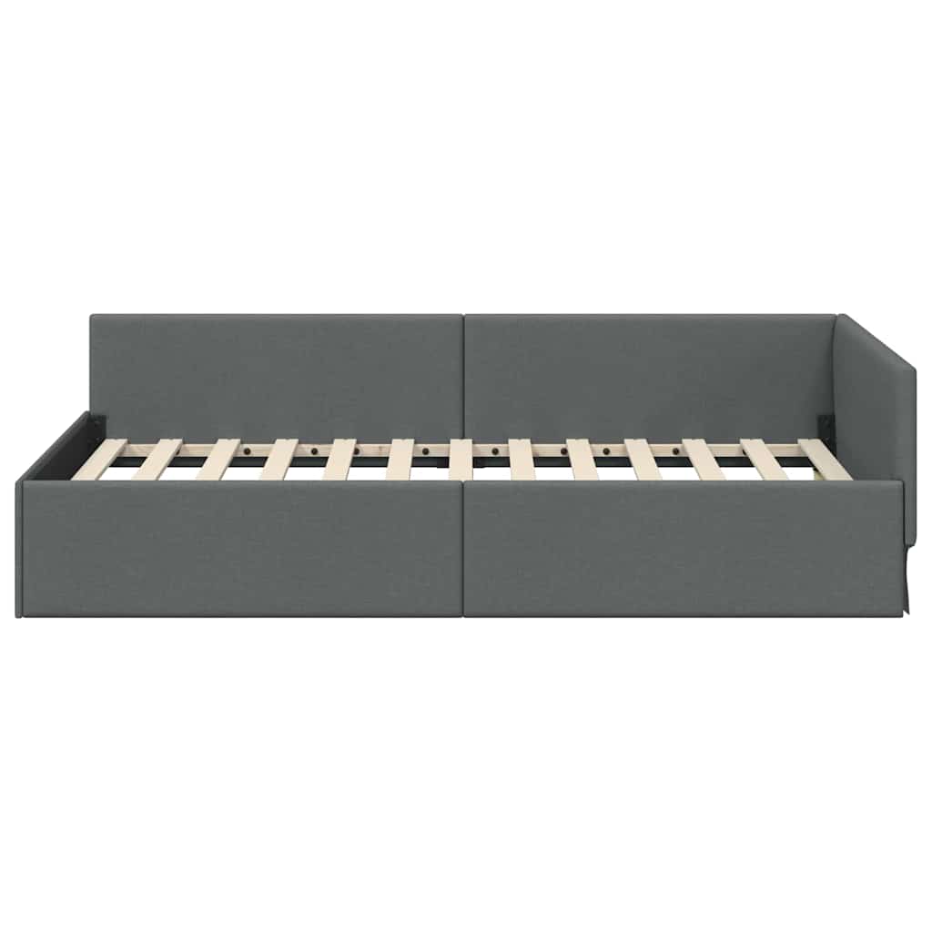Kutni okvir kreveta Tamno siva 100 cm x 200 cm tkanina