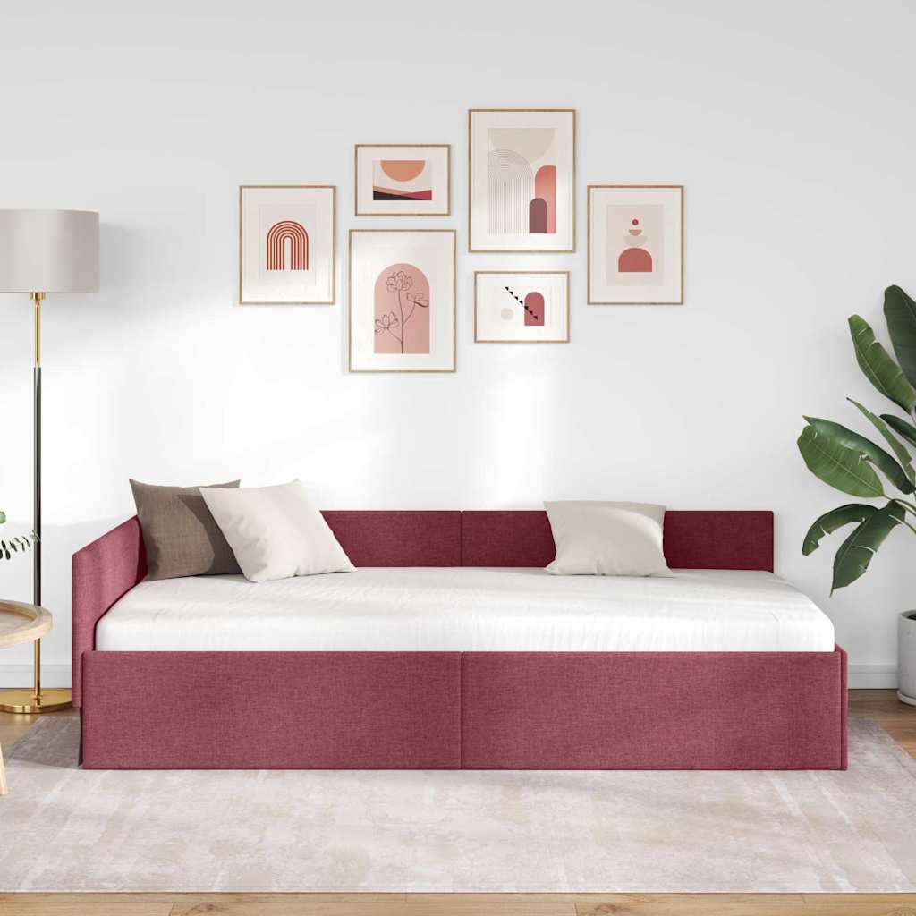 Kutni okvir kreveta Vinska crvena 100 cm x 200 cm tkanina
