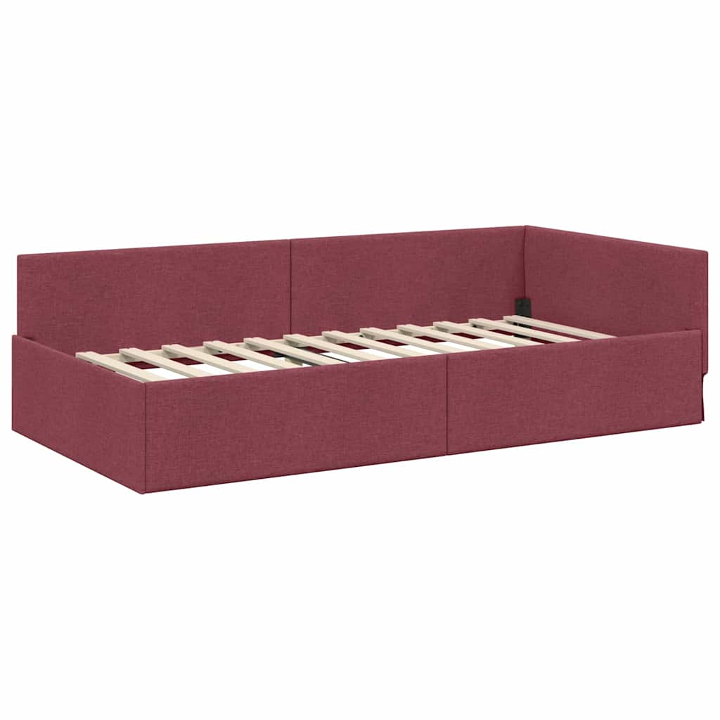 Kutni okvir kreveta Vinska crvena 100 cm x 200 cm tkanina