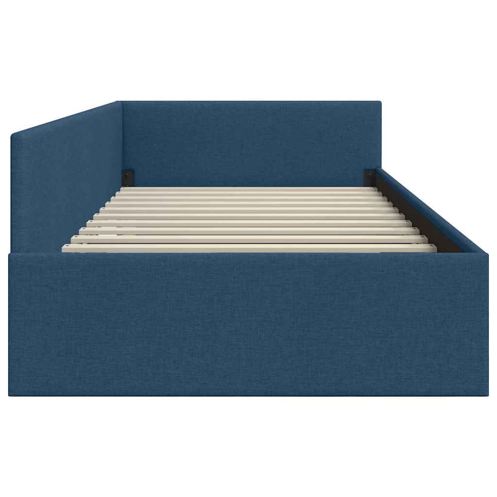 Kutni okvir kreveta s uzglavljem Plava 100 cm x 200 cm tkanina