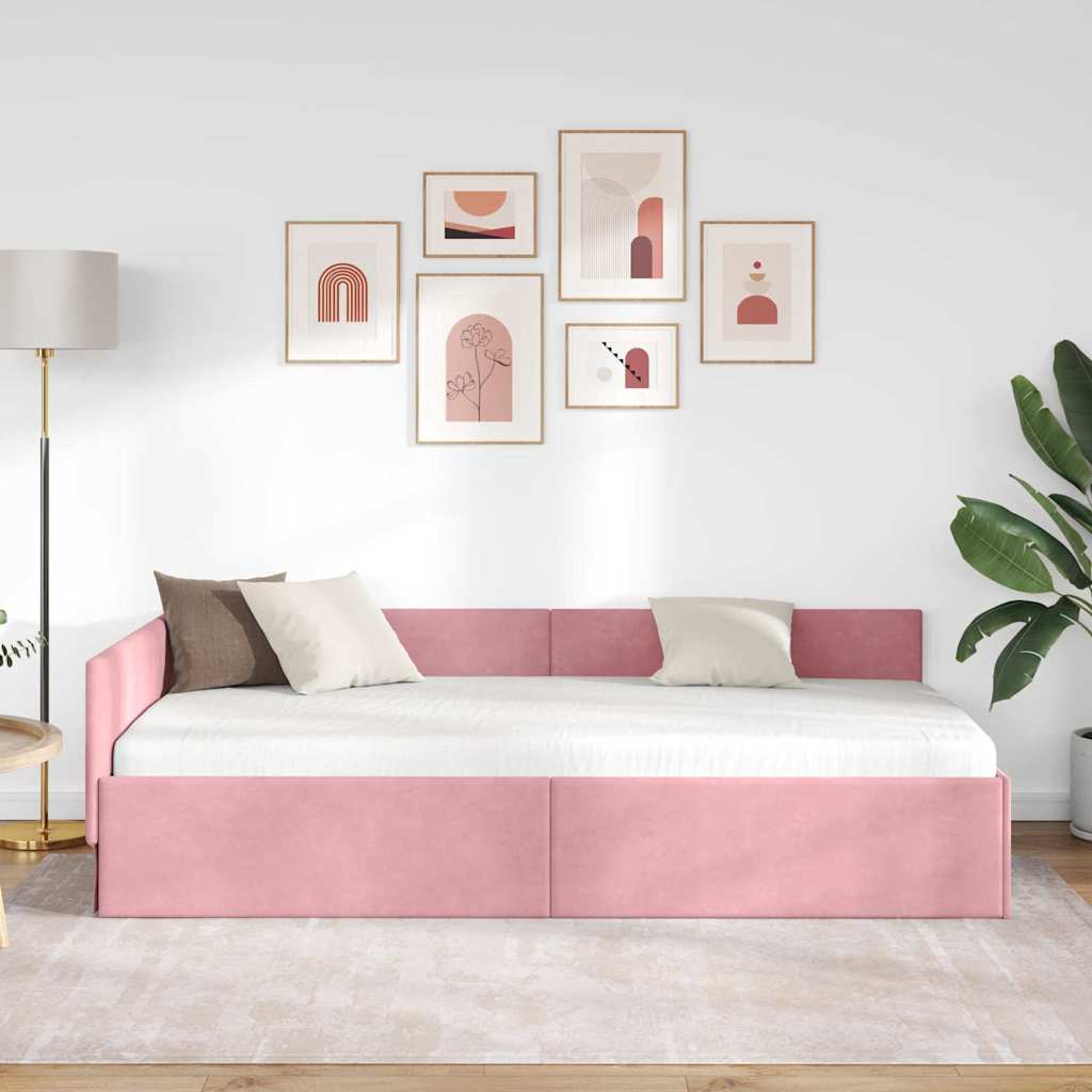 Kutni okvir kreveta Ružičasta 80 cm x 200 cm Baršun