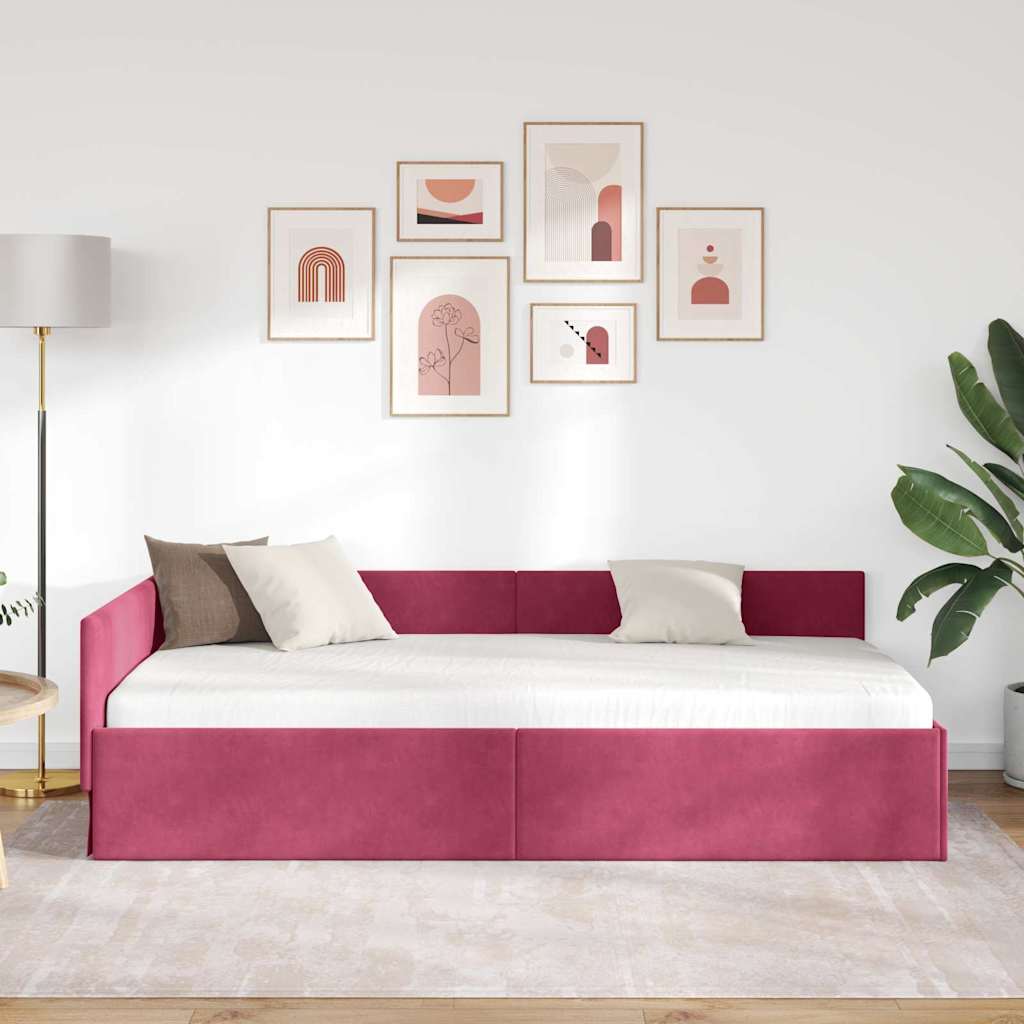 Kutni okvir kreveta Vinska crvena 80 cm x 200 cm Baršun
