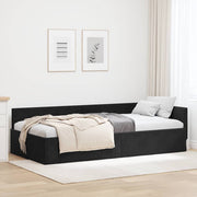 Kutni okvir kreveta s uzglavljem Crna 80 cm x 200 cm Baršun