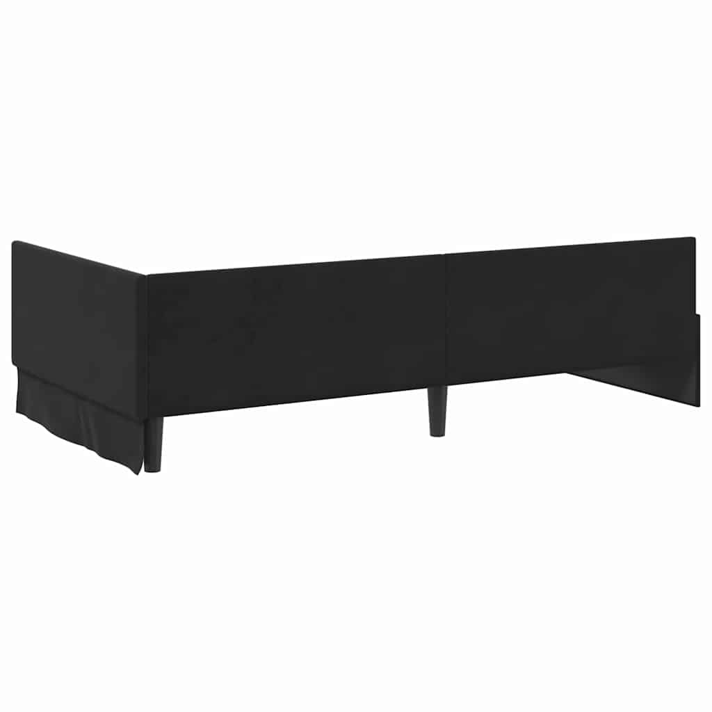 Kutni okvir kreveta s uzglavljem Crna 80 cm x 200 cm Baršun