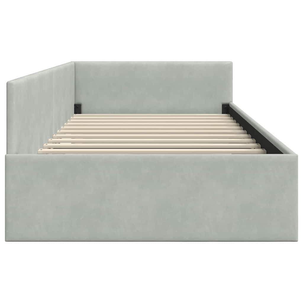 Kutni okvir kreveta Svijetlo siva 90 cm x 190 cm Baršun