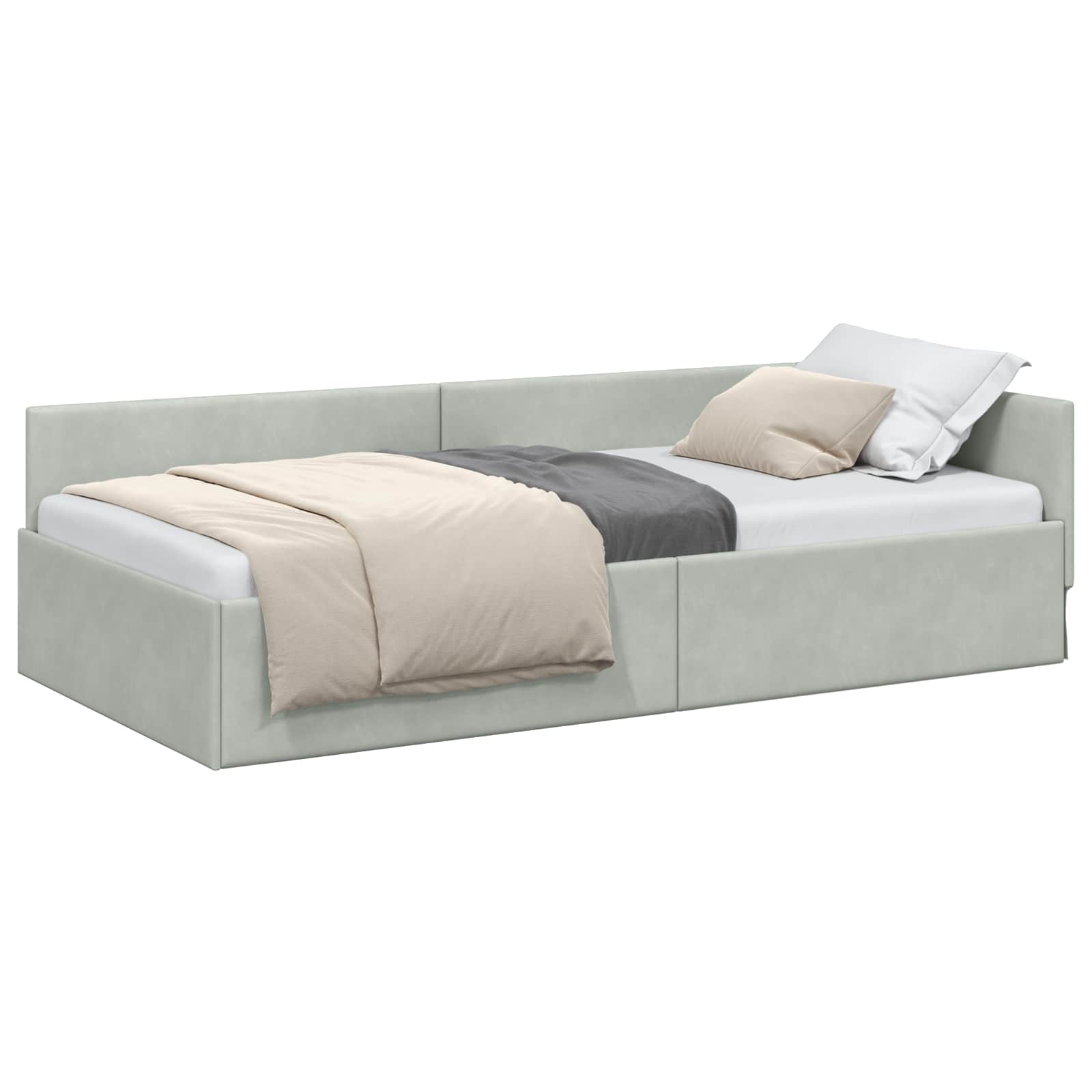 Kutni okvir kreveta Svijetlo siva 90 cm x 200 cm Baršun