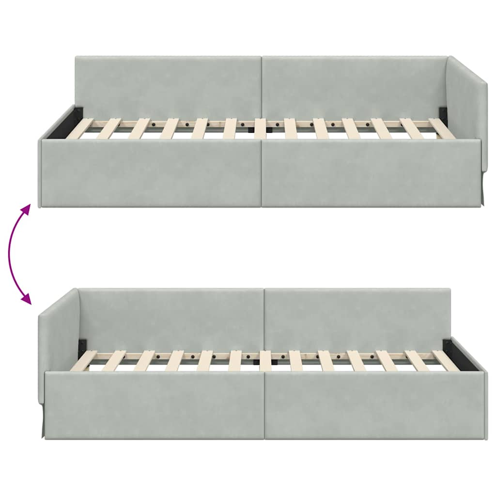 Kutni okvir kreveta Svijetlo siva 90 cm x 200 cm Baršun