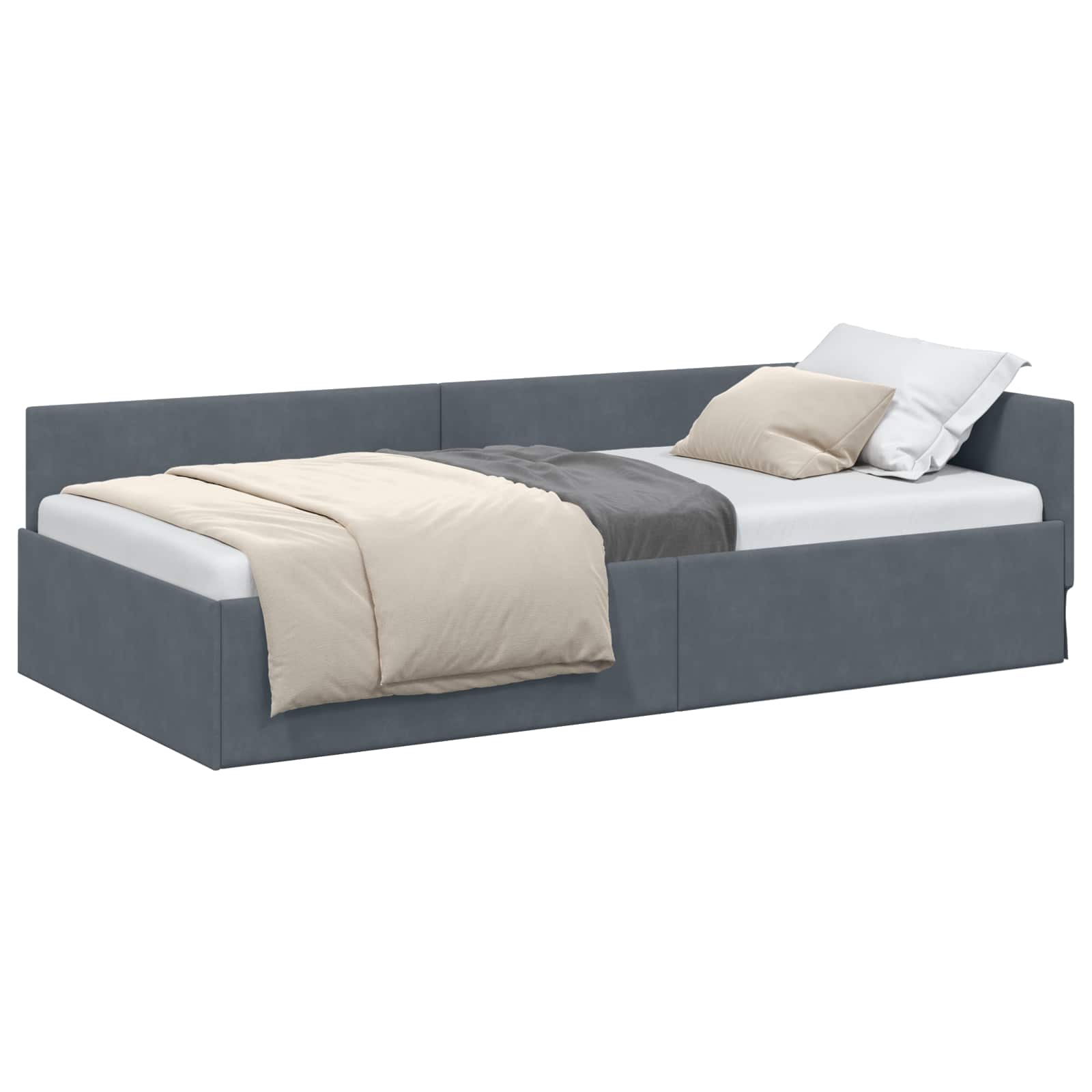 Kutni okvir kreveta Tamno siva 90 cm x 200 cm Baršun