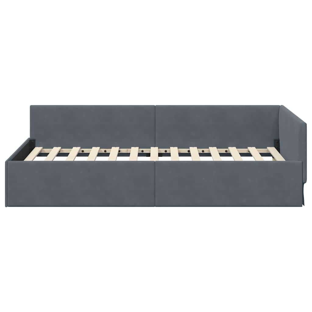 Kutni okvir kreveta Tamno siva 90 cm x 200 cm Baršun