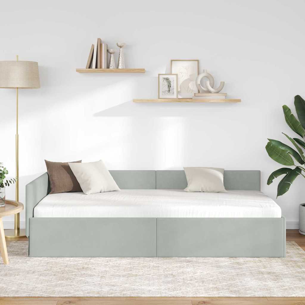 Kutni okvir kreveta Svijetlo siva 100 cm x 200 cm Baršun