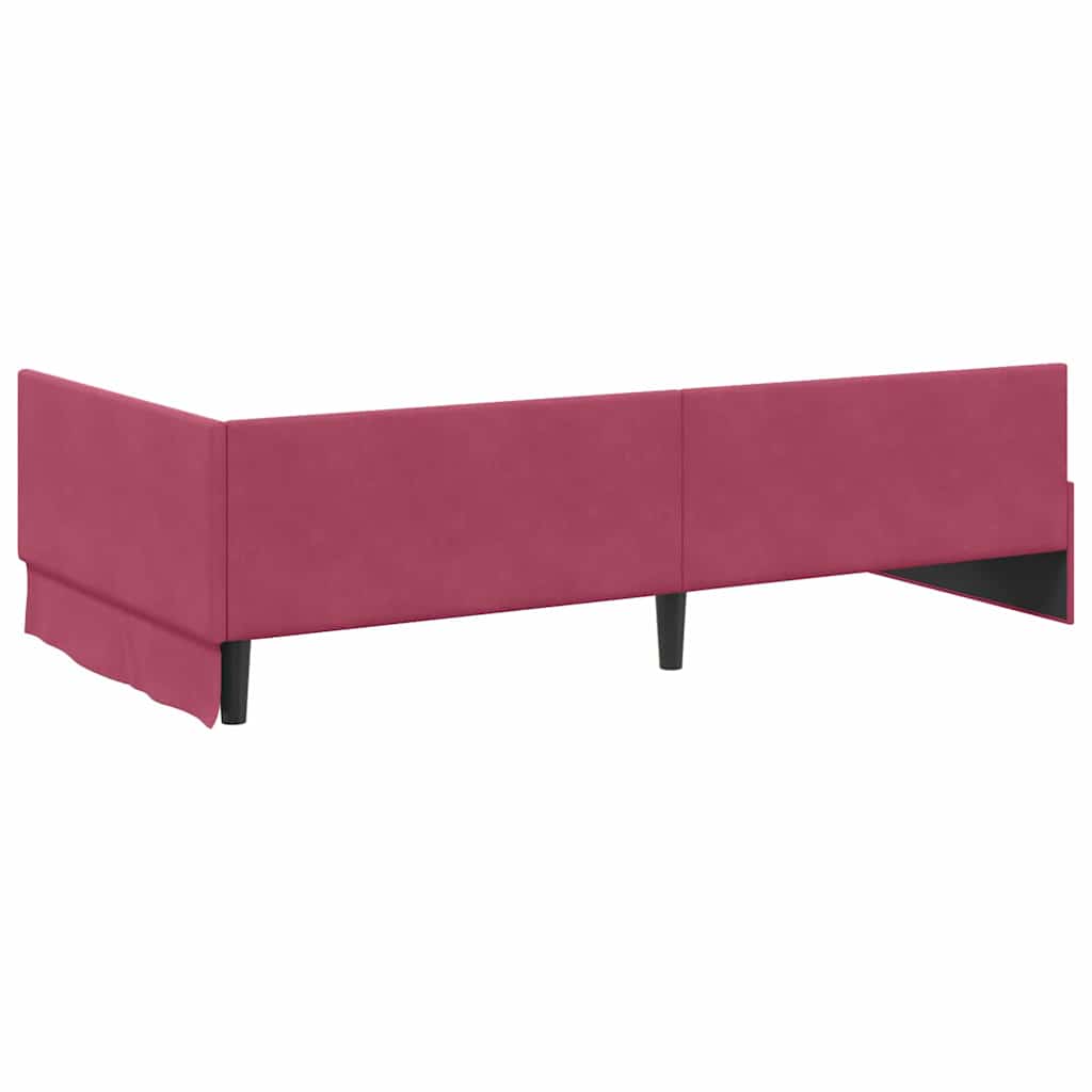 Kutni okvir kreveta Vinska crvena 100 cm x 200 cm Baršun